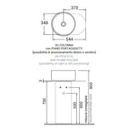Lavabo rotondo Azzurra serie Aurea 40x40x17 cm con colonna e piano portaoggetti - Bianco lucido