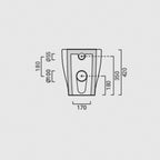 WC filomuro scarico traslato Domus Falerii collezione Multipla 52x36 cm con copriwater bianco lucido