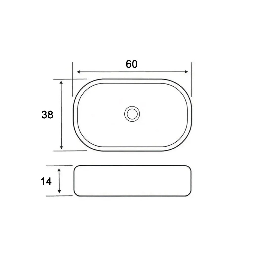 606196 - Lavabo da appoggio Bathcore in ceramica 60 cm â€“ Bianco lucido