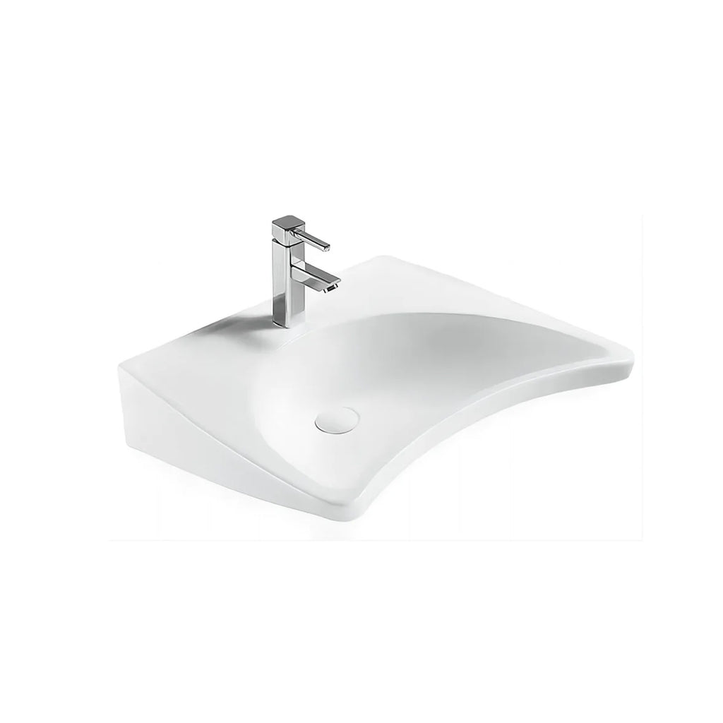 500028 - Lavabo sospeso disabili 65 cm in ceramica bianco lucido Linea Comfort Bathcore - Bianco lucido