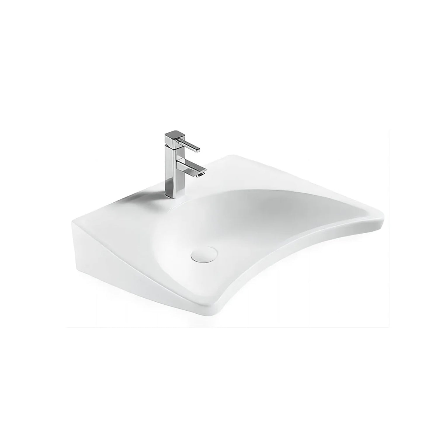 500028 - Lavabo sospeso disabili 65 cm in ceramica bianco lucido Linea Comfort Bathcore - Bianco lucido