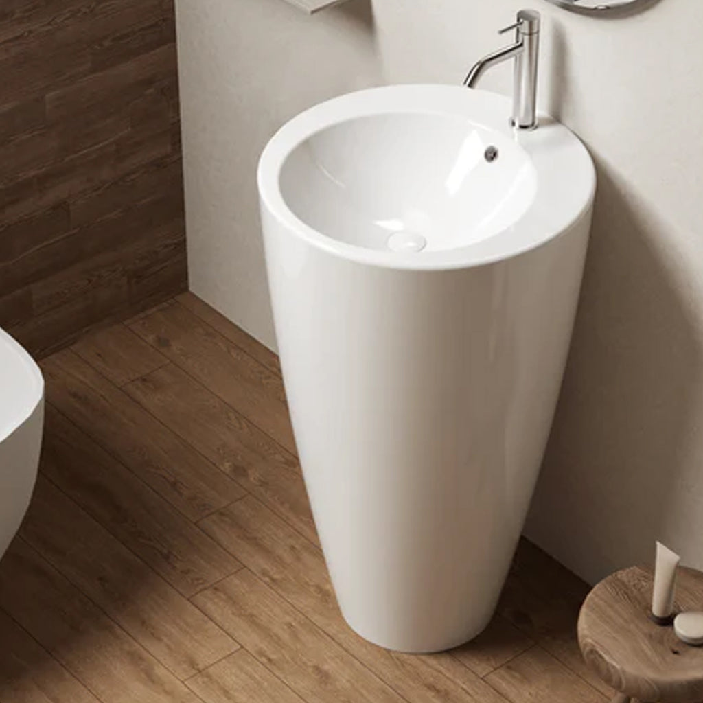 500026 - Lavabo freestanding in ceramica Bathcore - Bianco Lucido
