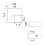 Lavabo d'appoggio quadrato in ceramica bianca senza troppo pieno cm 34