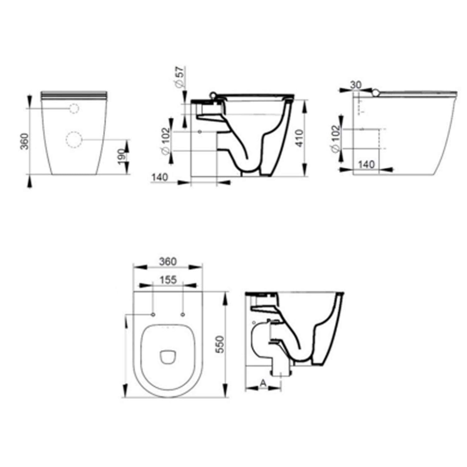 WC filomuro Ceramica Dolomite modello Mayka 55
