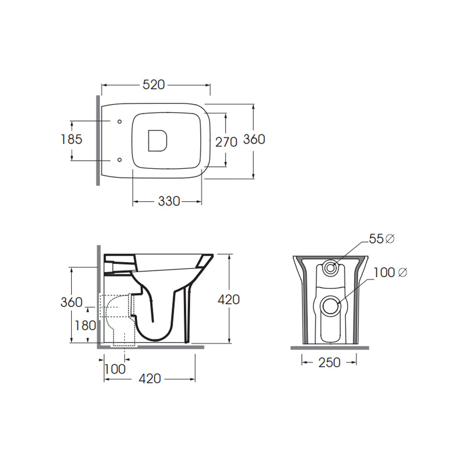 Sanitari filoparete con sedile tradizionale di Ceramica Azzurra modello Prua