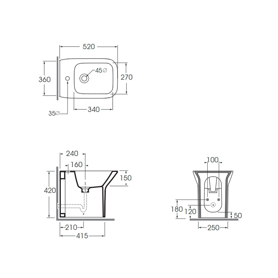 Sanitari filoparete con sedile tradizionale di Ceramica Azzurra modello Prua