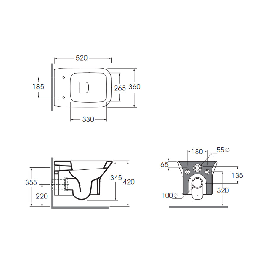 Sanitari sospesi modello Prua di Ceramica Azzurra con copriwater tradizionale