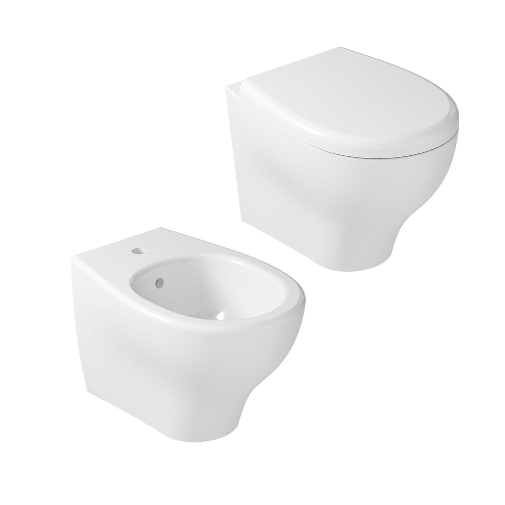 Coppia di Sanitari Sospesi 53x36 cm serie Eden di Ceramica Galassia con sedile soft close