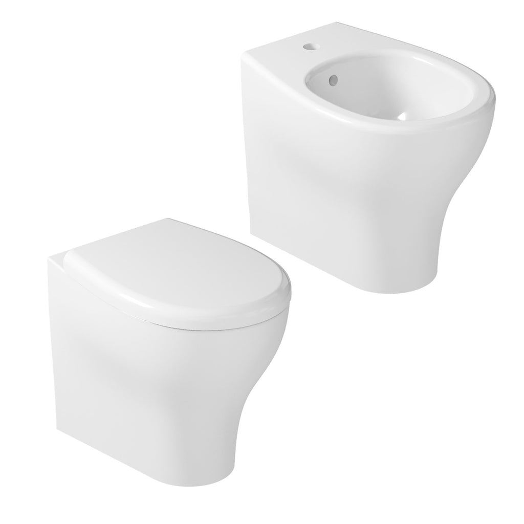 Coppia di Sanitari Filomuro 53x36 cm serie Eden di Ceramica Galassia con sedile soft close