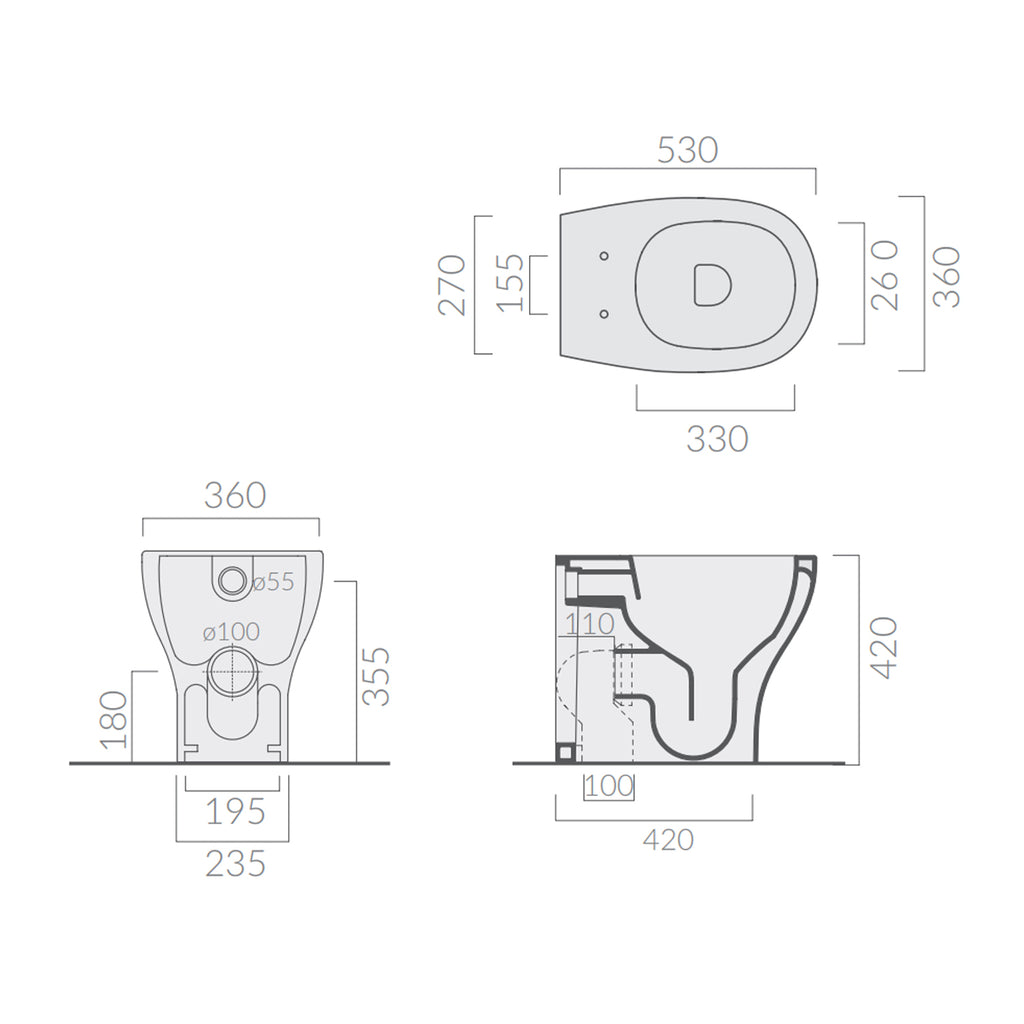Coppia di Sanitari Filomuro 53x36 cm serie Eden di Ceramica Galassia con sedile soft close