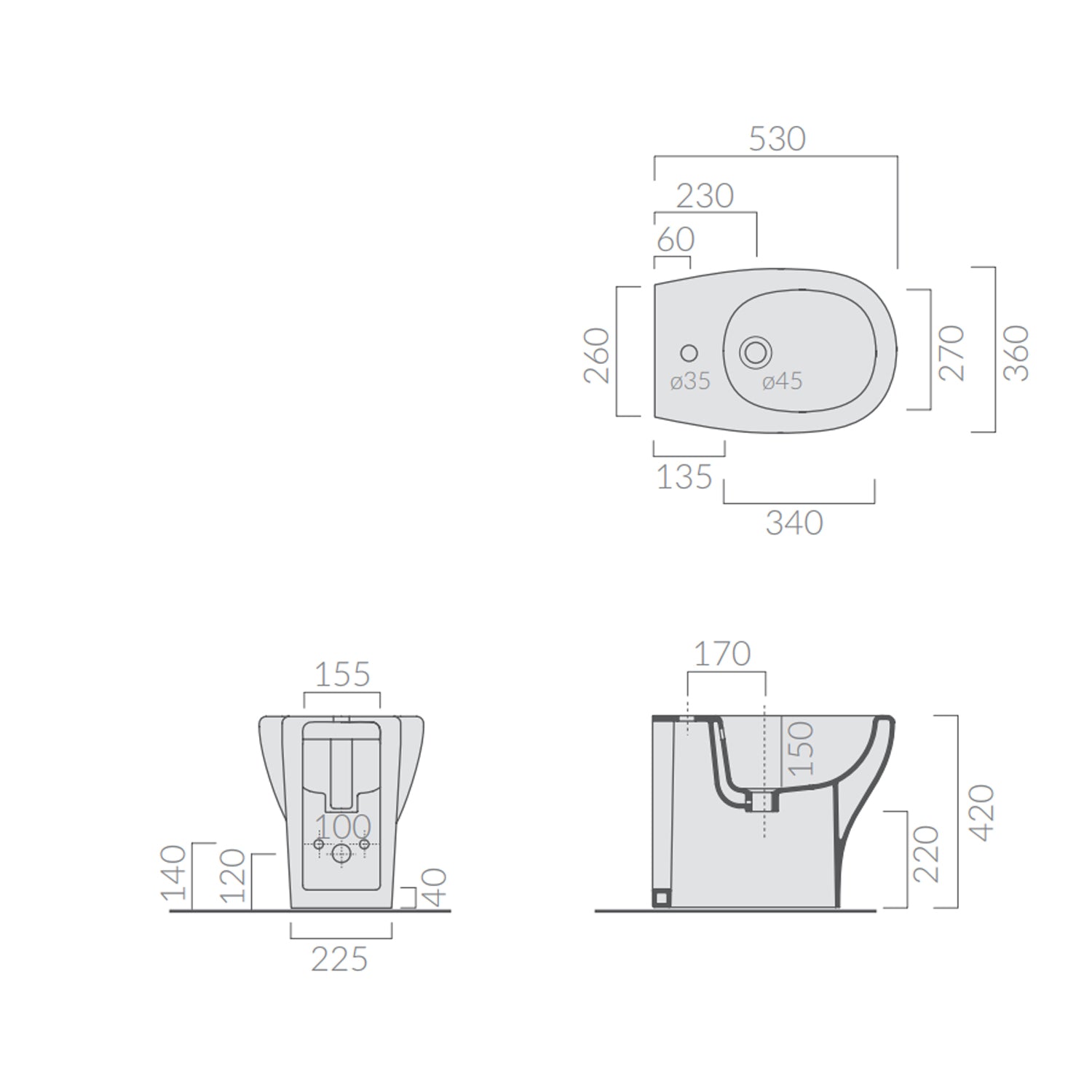 Coppia di Sanitari Filomuro 53x36 cm serie Eden di Ceramica Galassia con sedile soft close