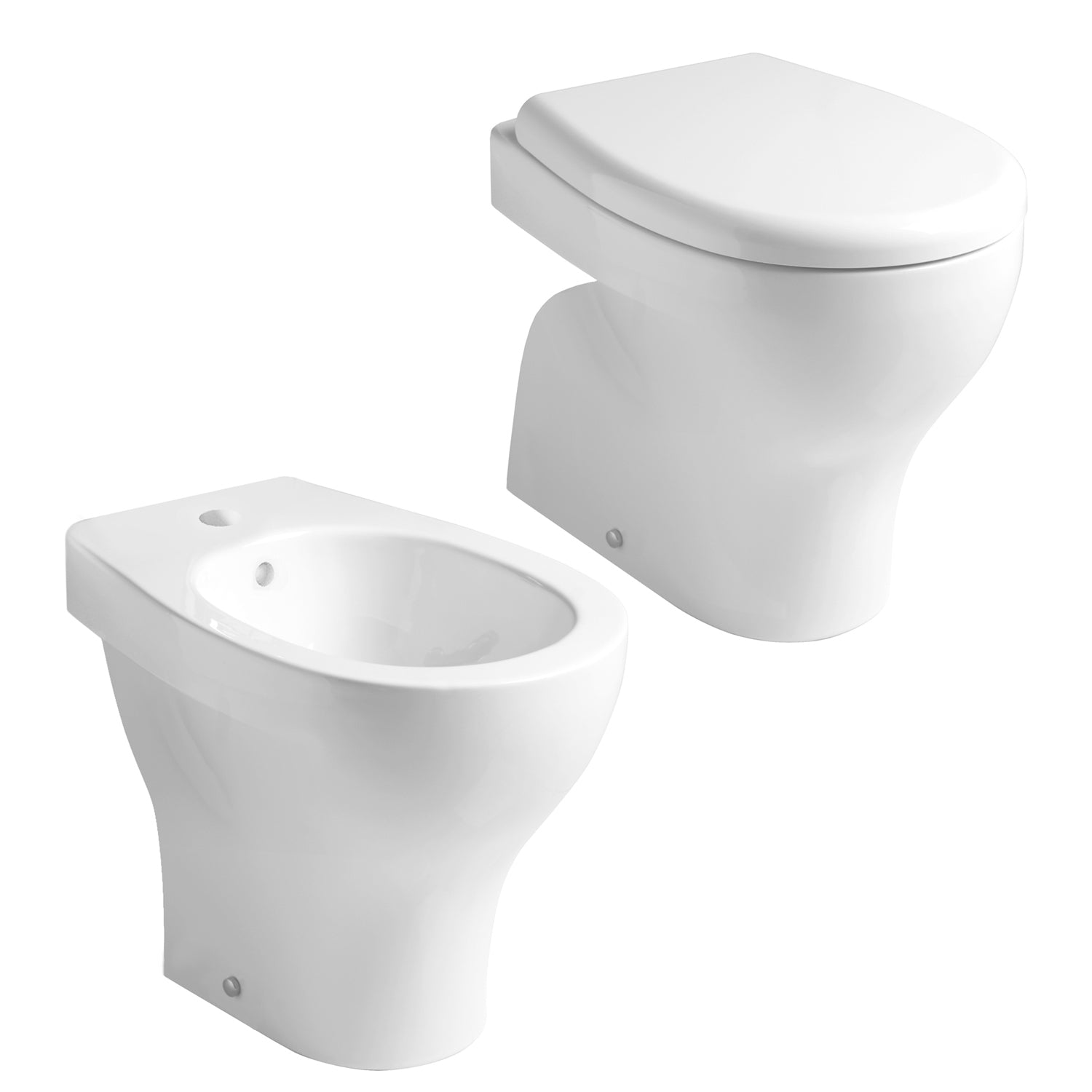 Coppia di Sanitari distanziati da parete 53x36 cm serie Eden by Galassia con sedile soft close