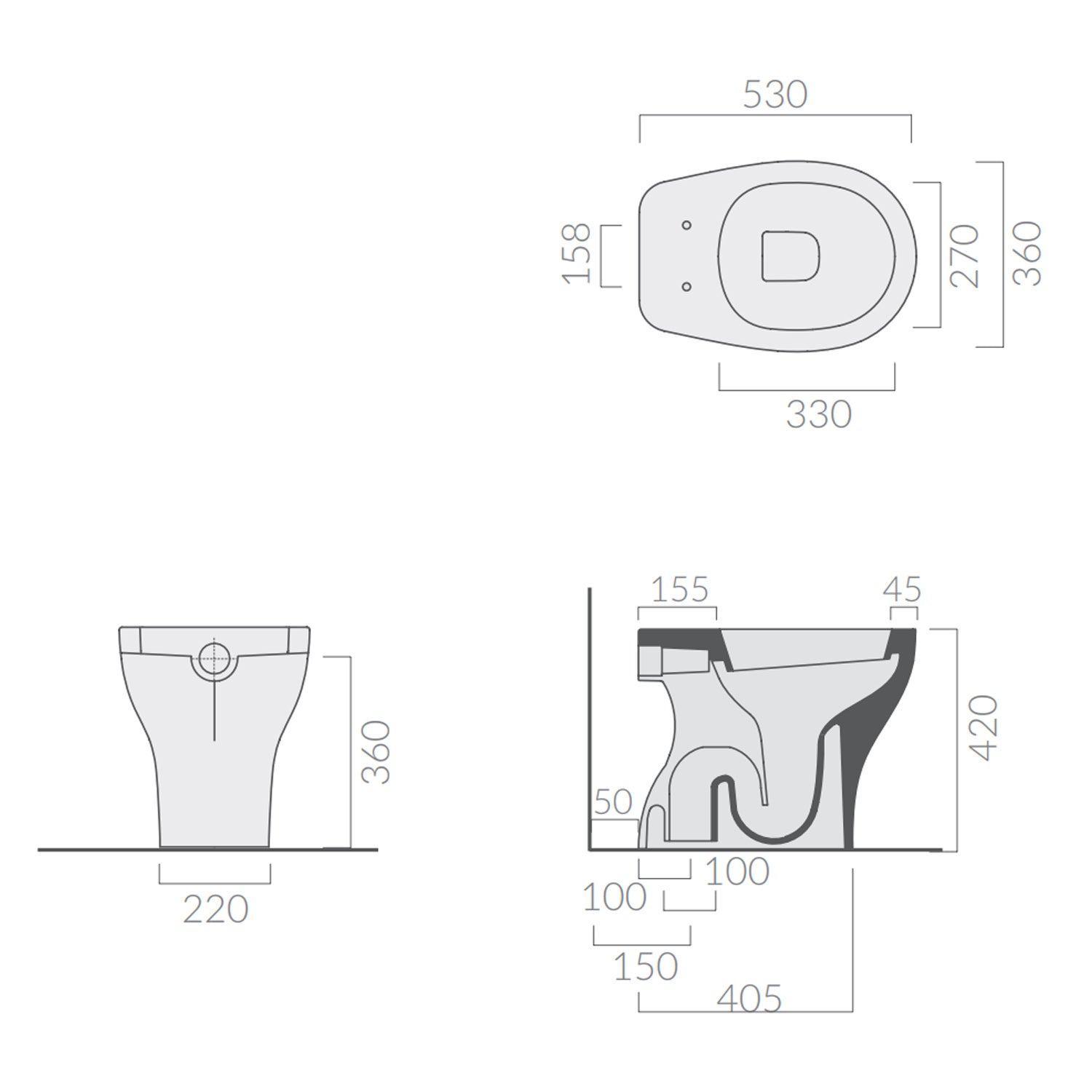 Coppia di Sanitari distanziati da parete 53x36 cm serie Eden by Galassia con sedile soft close