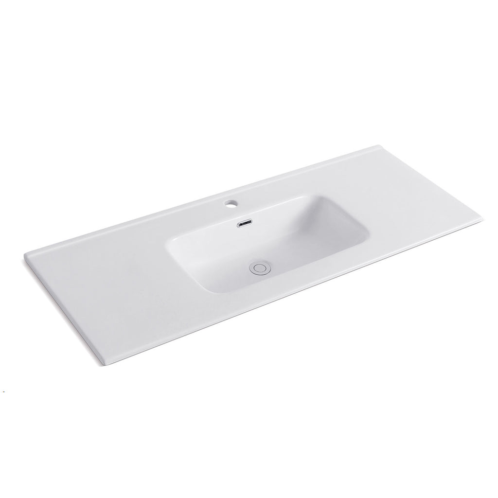 Lavabo  ad incasso 121cm in ceramica bianca modello Alba