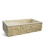 Lavello con gocciolatoio in cemento nocciola cm 80x40x20h cm modello Serapo