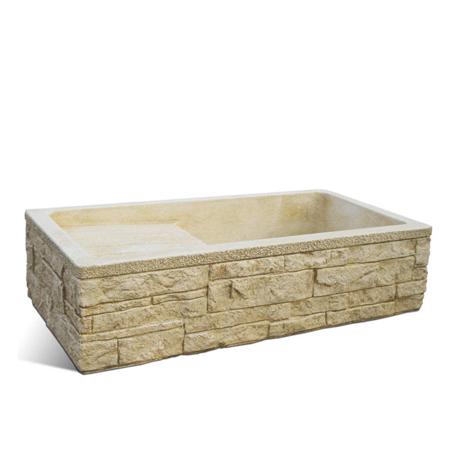 Lavello con gocciolatoio in cemento nocciola cm 80x40x20h cm modello Serapo