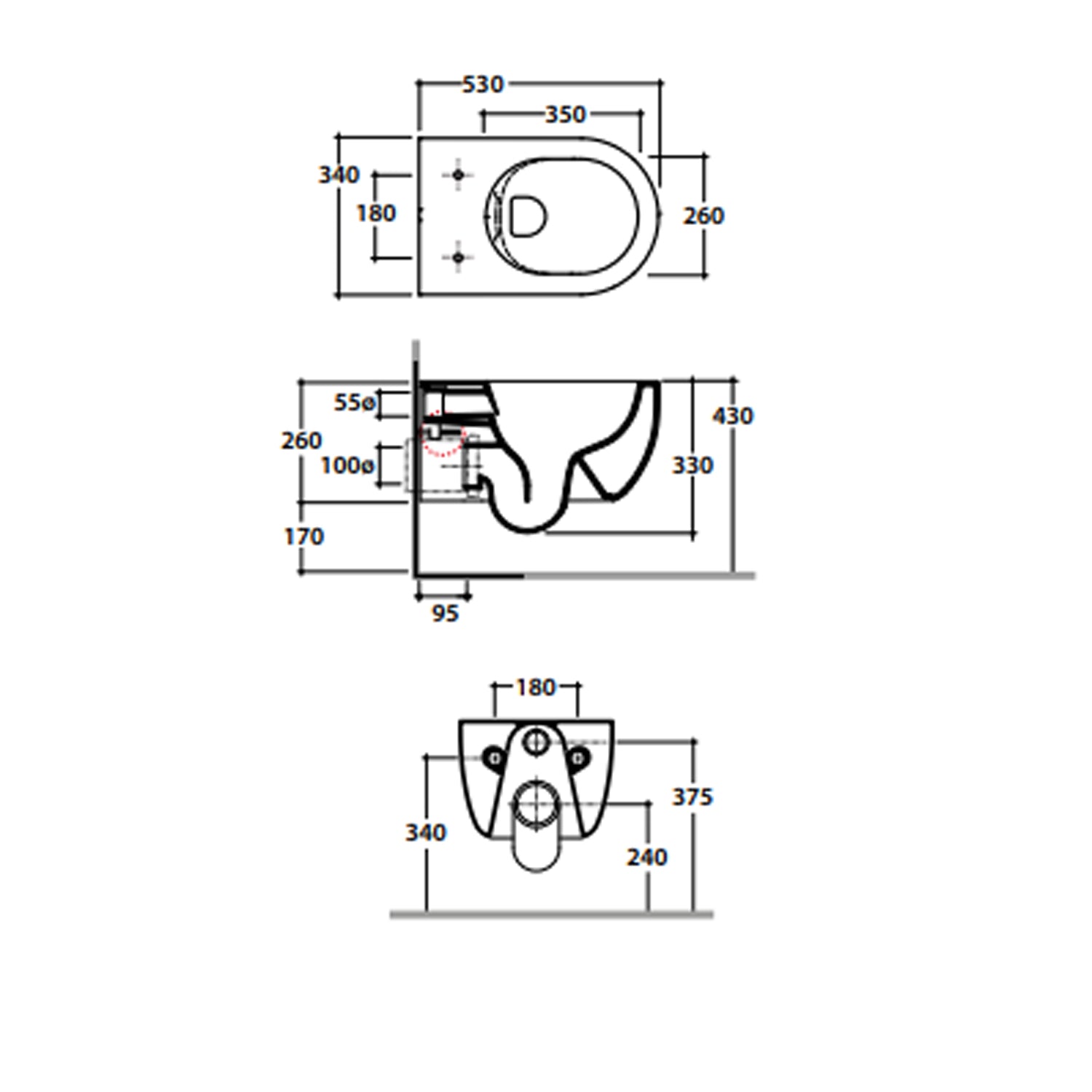Coppia di sanitari sospesi Ceramica Globo modello Mode 53x34 cm bianco opaco con sedile SoftClose