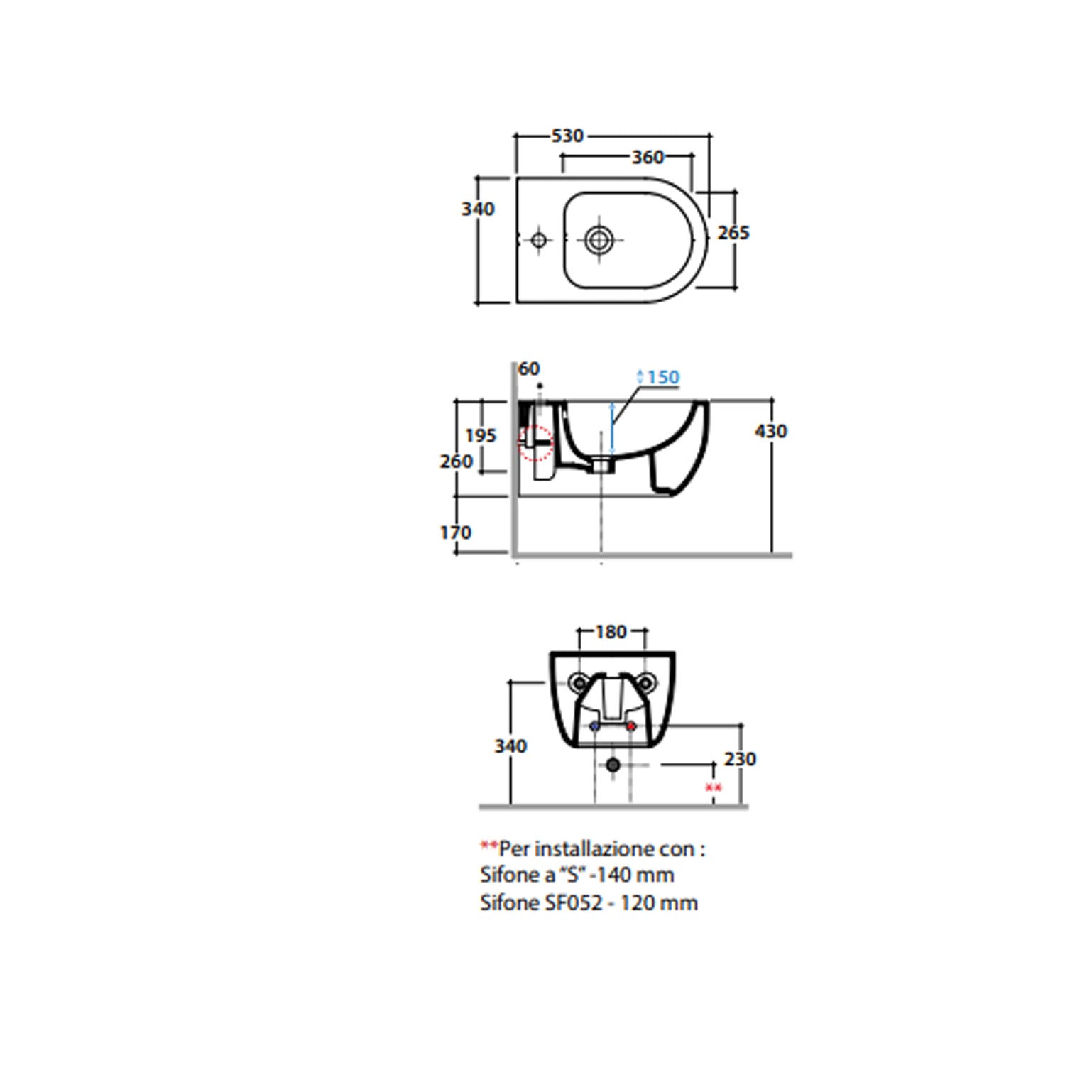 Coppia di sanitari sospesi Ceramica Globo modello Mode 53x34 cm bianco opaco con sedile SoftClose