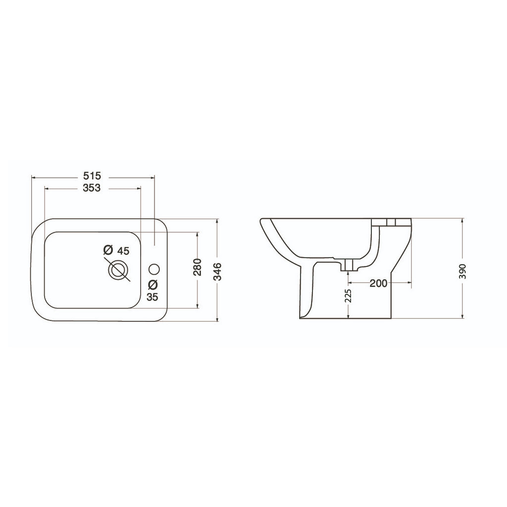 Bidet a terra modello Jasmine in ceramica 51