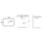 Lavabo ad incasso rettangolare senza foto 55x36 cm - Bianco