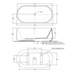 Vasca da bagno Azzurra serie Aurea 155x80x58 cm - Bianco lucido