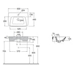 Lavabo sospeso o da appoggio Ceramica Azzurra serie Hera 63x43x14