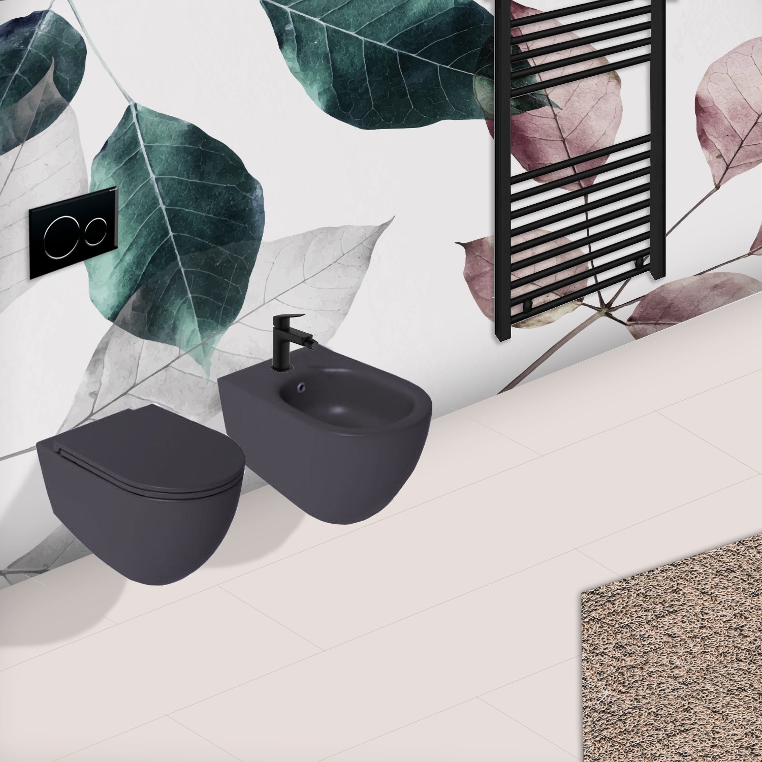 Sanitari sospesi Rimless con copriwater Soft Close BathCore serie Infinity 53x36