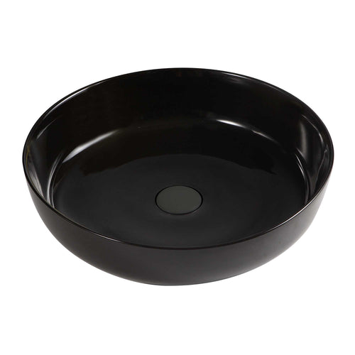 Lavabo da appoggio tondo Slim ceramica nera diametro 33 cm