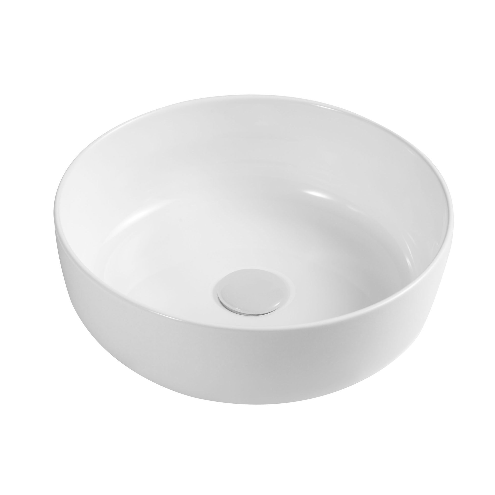 Lavabo da appoggio tondo Slim ceramica bianca diametro 38