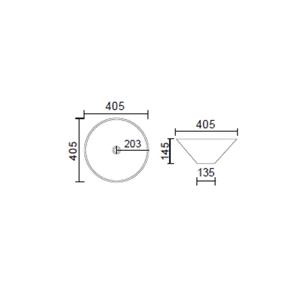 Lavabo da appoggio tondo Slim ceramica nera diametro 40