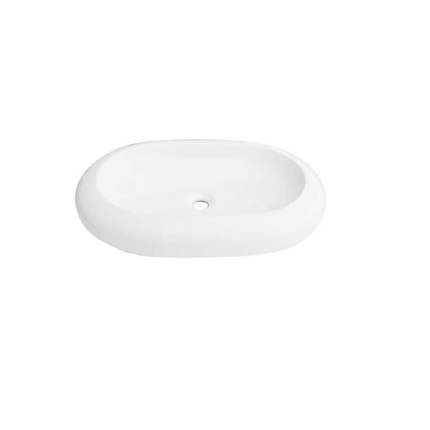 Lavabo da appoggio quadro ceramica angoli arrotondati 62x44 H.11 cm