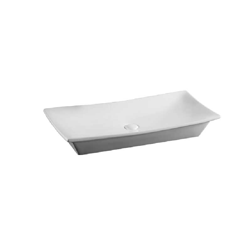 Lavabo da appoggio rettangolare in fine ceramica bianca 80x39