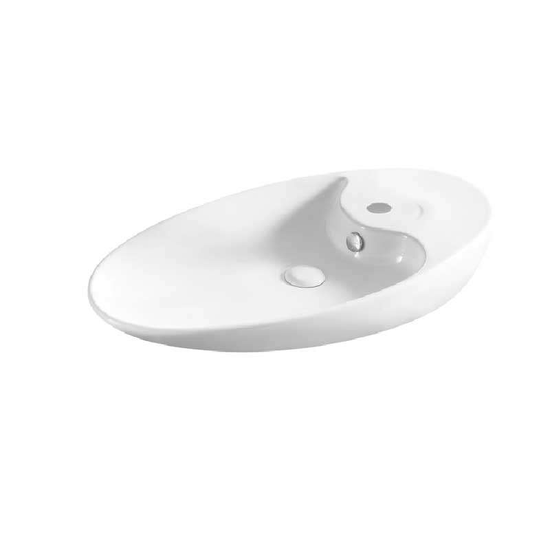 Lavabo da appoggio bianco con troppo pieno 73.5x39 H.13 cm
