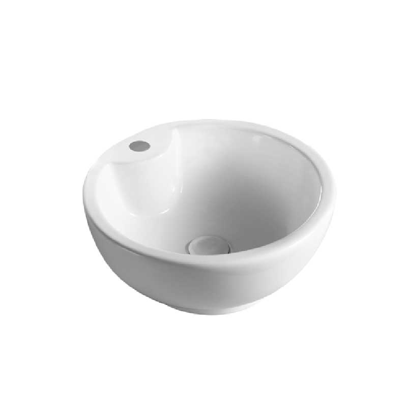 Lavabo da appoggio tongo ceramica bianca con foro rubinetto diametro 40 cm