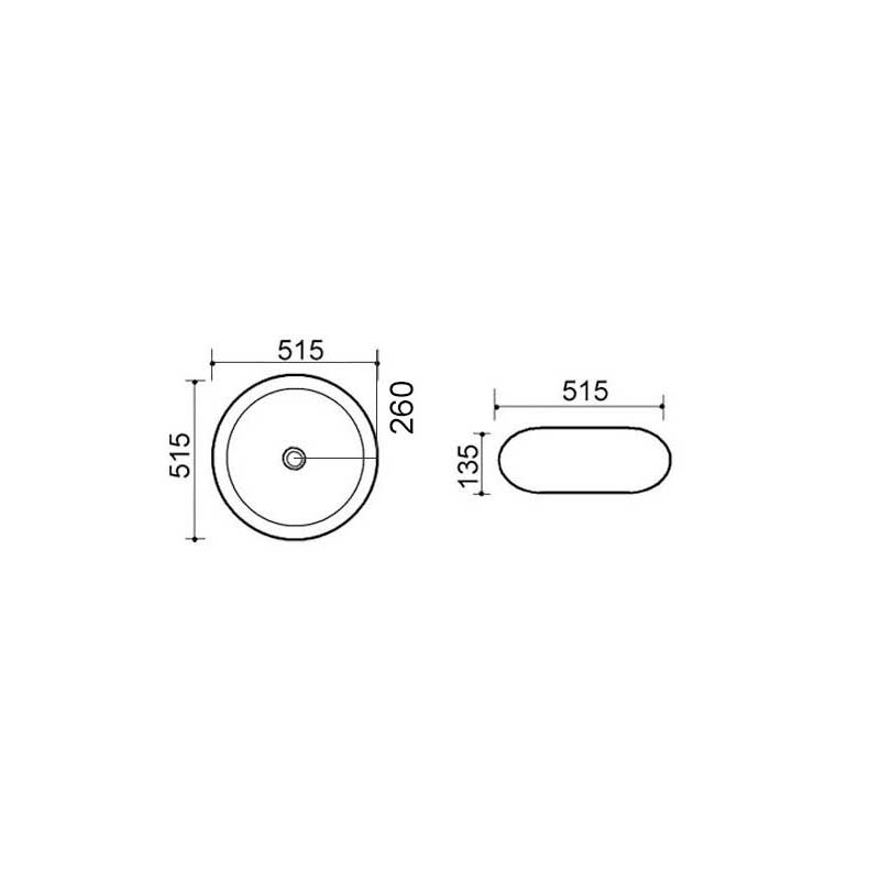 Lavabo d'appoggio tondo ceramica bianca diametro 51