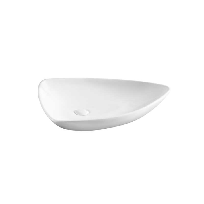 Lavabo d'appoggio ceramica bianca senza troppio pieno 66x46
