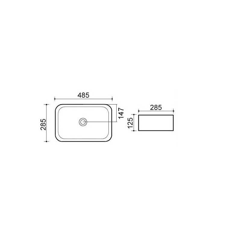 Lavabo d'appoggio rettangolare in ceramica bianca 48