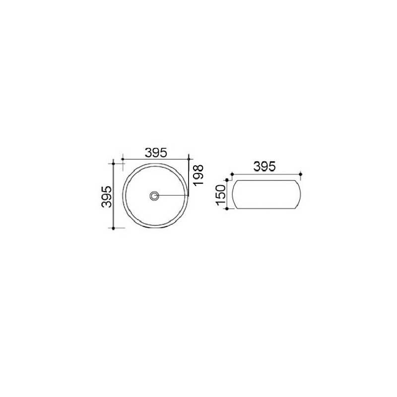 Lavabo d'appoggio tondo ceramica bianca diametro 39