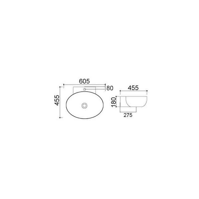 Lavabo sospeso e da appoggio in ceramica bianca dimensioni 60