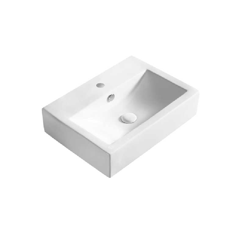Lavabo d'appoggio o sospeso rettangolare ceramica bianca 54x40