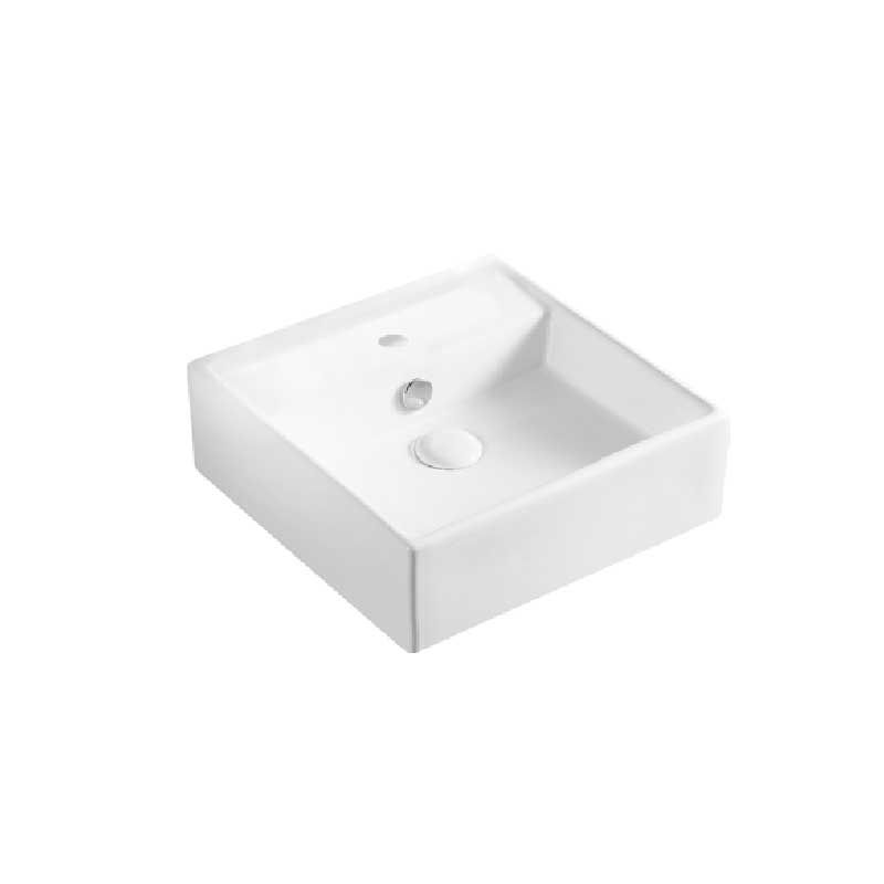 Lavabo d'appoggio o sospeso quadrato ceramica bianca 38x38 H.12