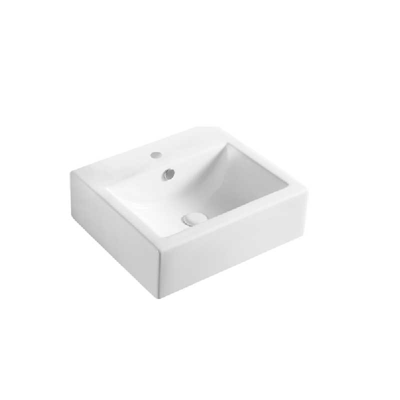Lavabo d'appoggio o sospeso ceramica bianca 50.5x44