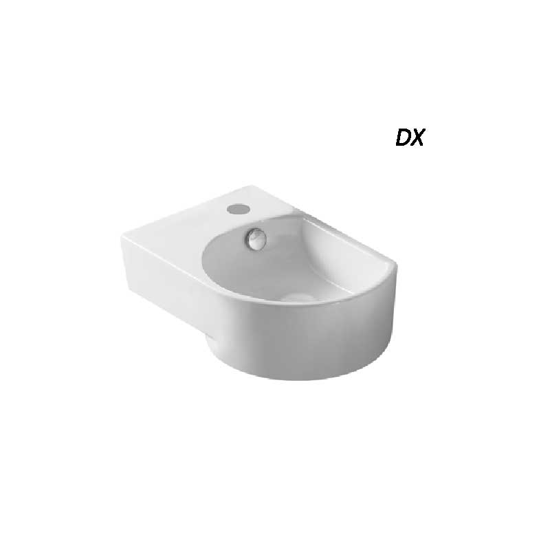 Lavabo sospeso ceramica bianca altezza 14 cm foro rubinetto a sinistra