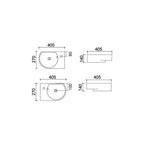 Lavabo sospeso ceramica bianca altezza 14 cm foro rubinetto a destra