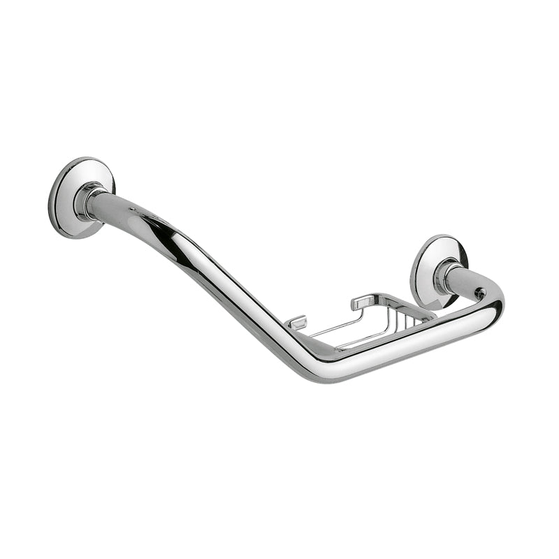 Maniglione inclinazione 135Â° Gedy modello Ascot con portasapone in filo reversibile - Cromato