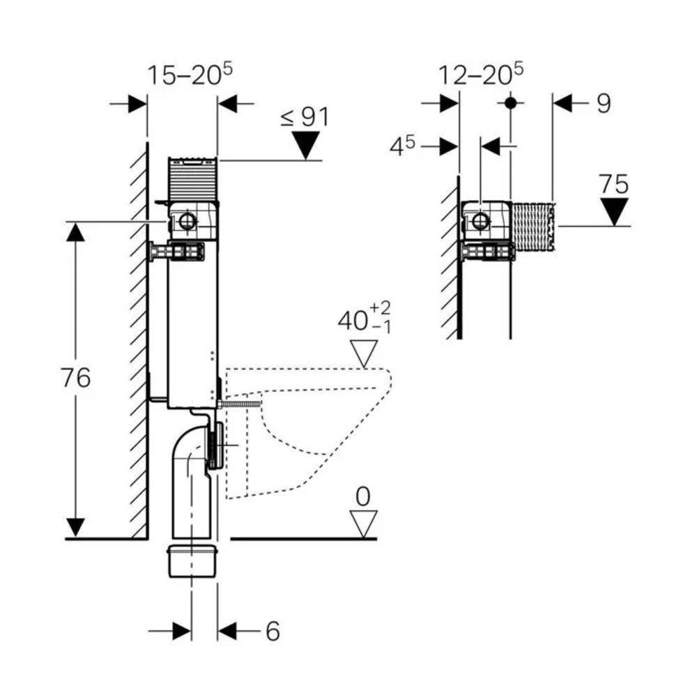 Cassetta incasso Geberit Combifix 'Po Omega' per wc sospesi