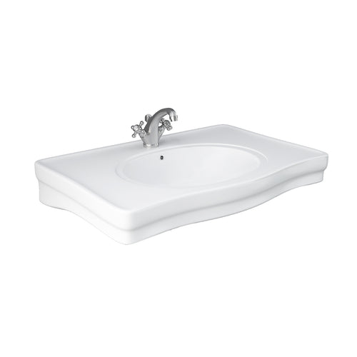 Lavabo consolle RAK serie Washington con troppo pieno e foro rubinetto L 84 cm - Bianco