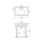 Lavabo consolle RAK serie Washington con troppo pieno e foro rubinetto L 84 cm - Bianco