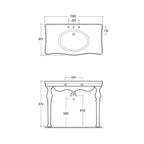 Lavabo consolle RAK serie Washington con troppo pieno e foro rubinetto L 108 cm - Bianco