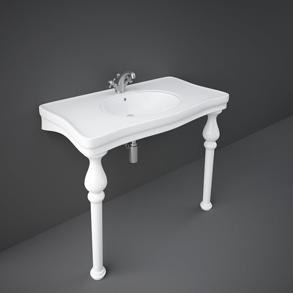 Lavabo consolle RAK serie Washington con troppo pieno e foro rubinetto L 108 cm - Bianco